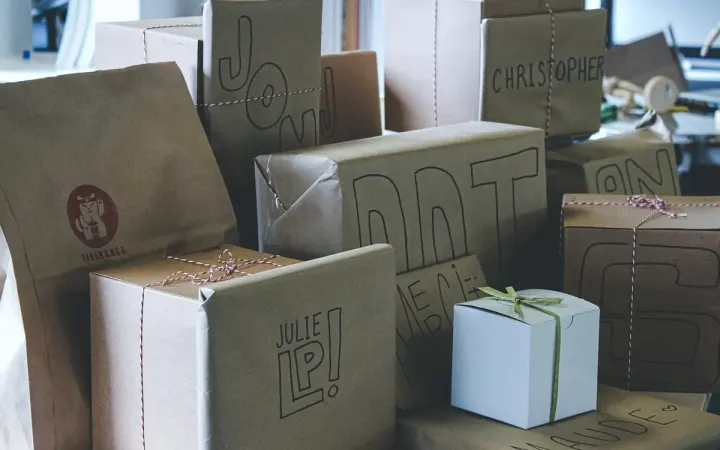 Stack of packed moving boxes